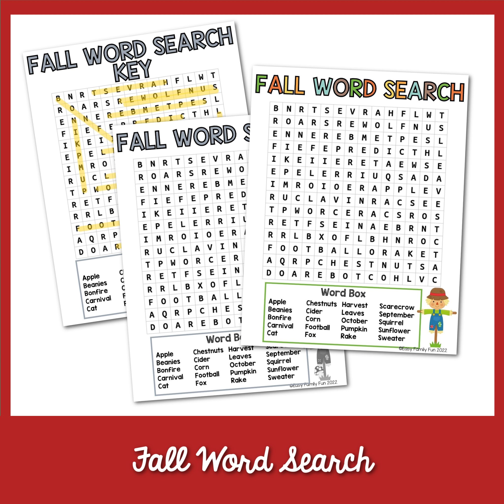 Fall Word Search Puzzle MicheleTripple Fall word search puzzle micheletripple