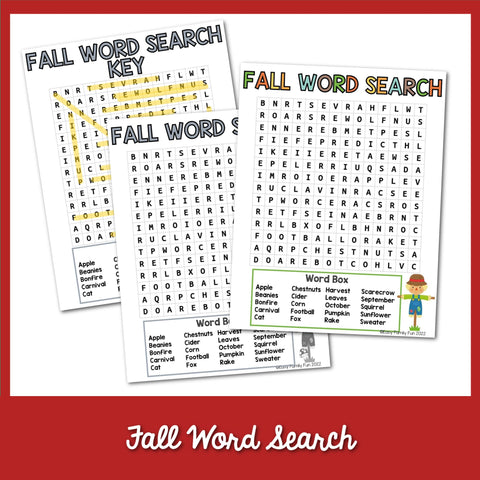 Fall Word Search Puzzle