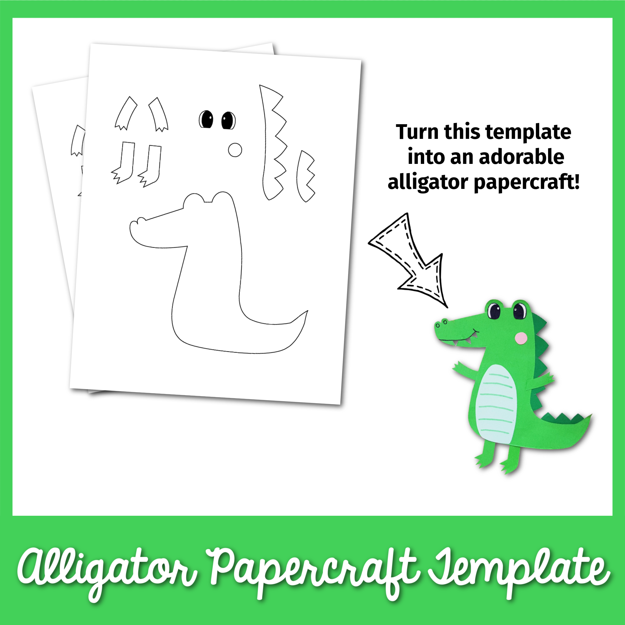 Alligator Papercraft Template