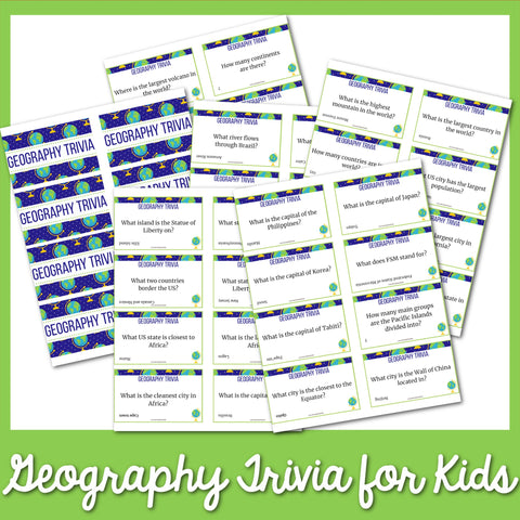 Geography Trivia for kids Printable