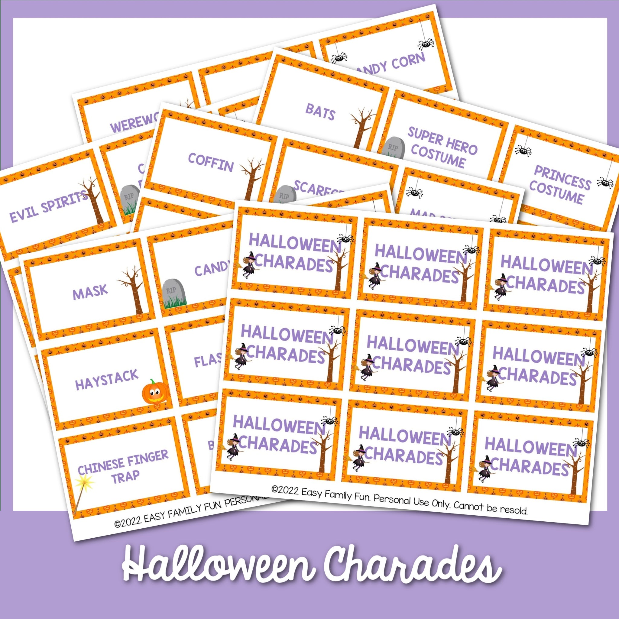 90 Halloween Charades Printable Cards