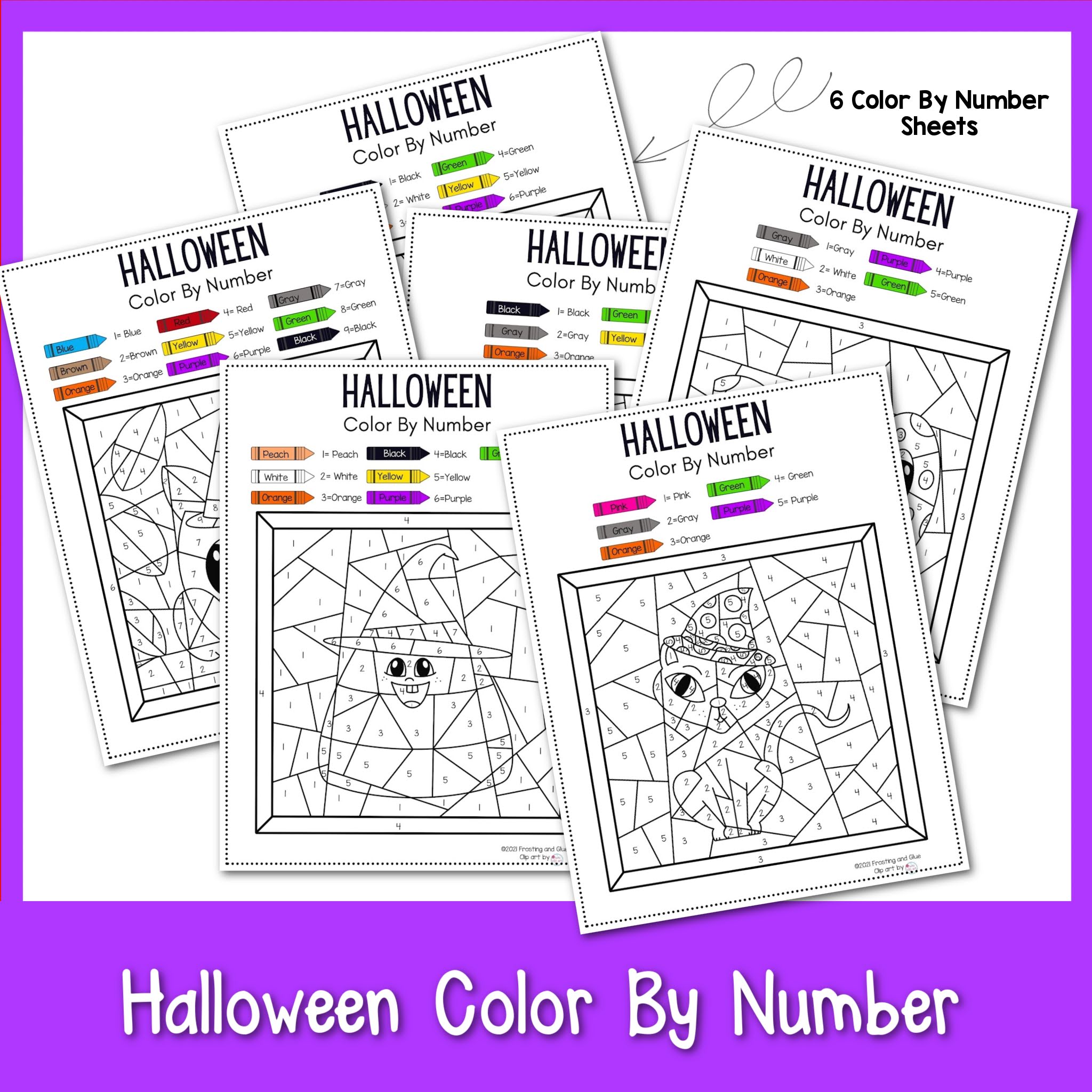 Halloween Color By Number Pages