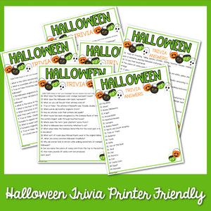 Halloween Trivia Printer Friendly Version