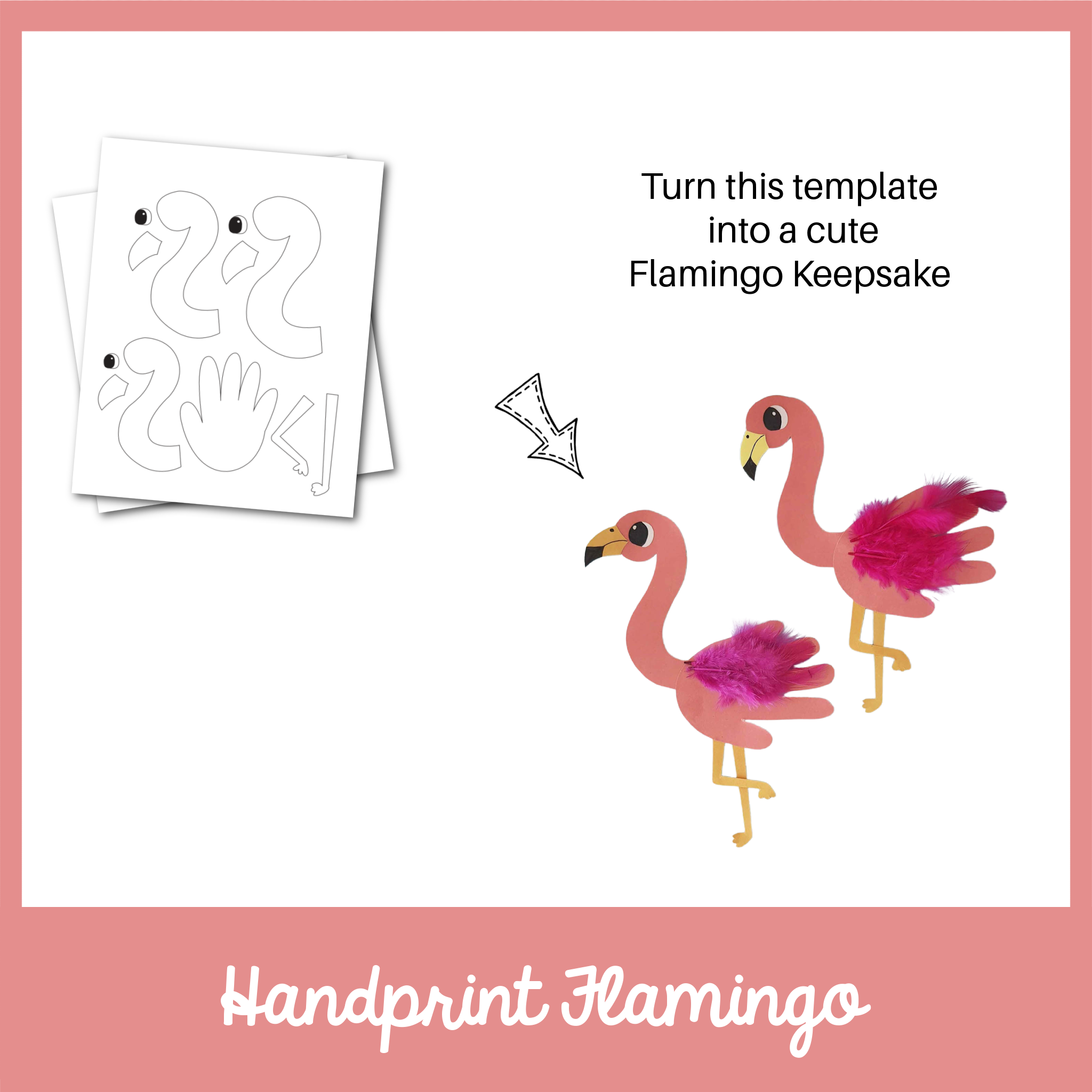 Handprint Flamingo Handprint Craft Template