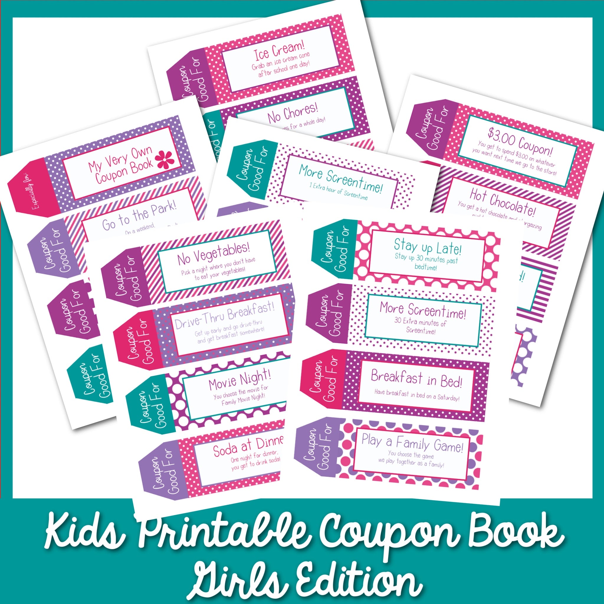Kids Printable Coupon Book Girls Edition