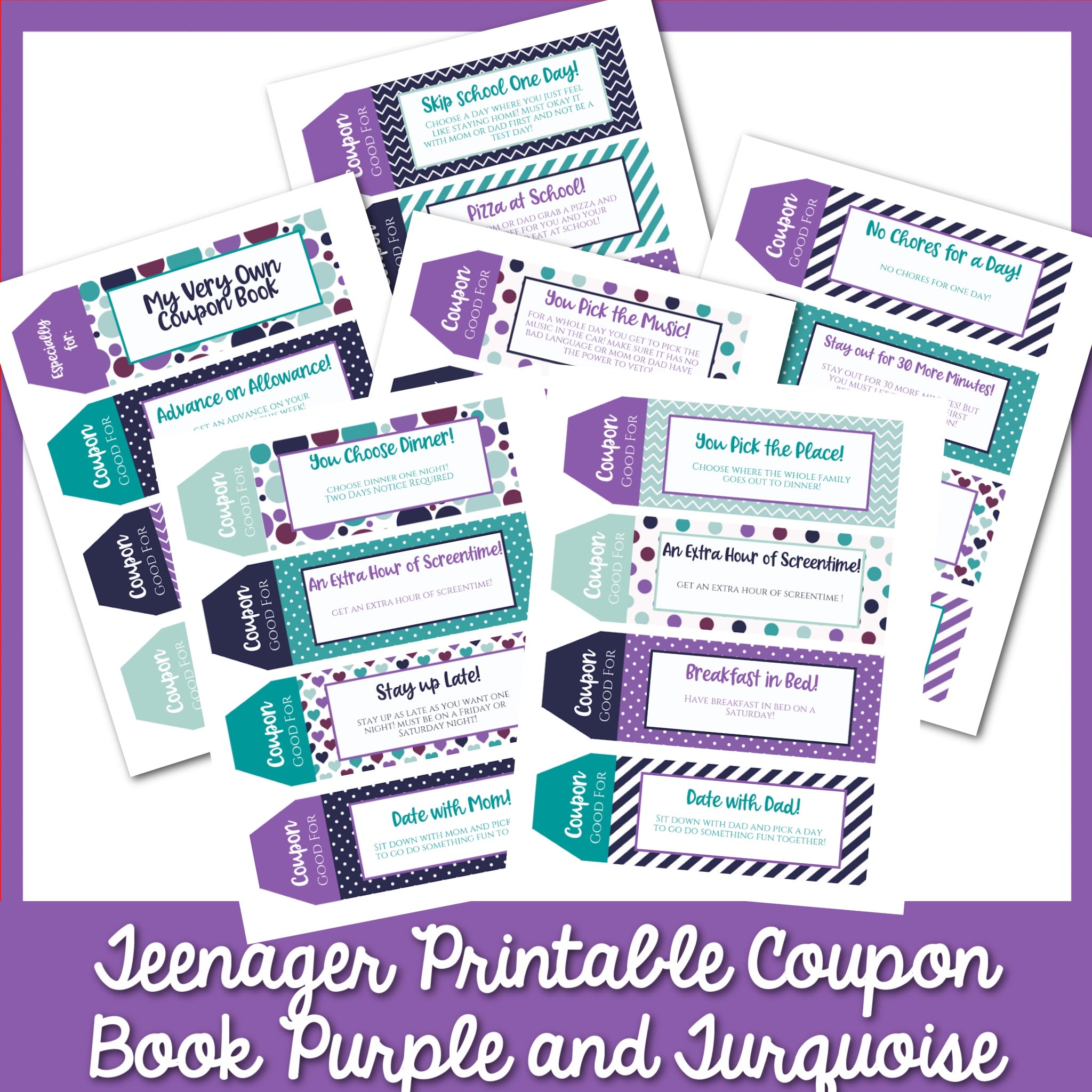 evenflo printable coupons Teenager Printable Coupon Book Purple and Turquoise perfect for Teens and Tweens!