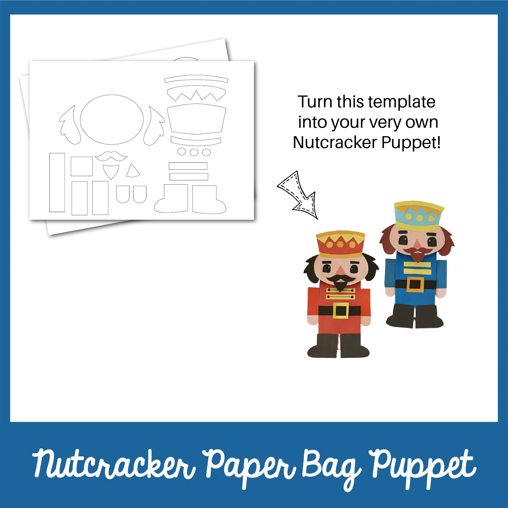Nutcracker Paper Bag Puppet Template