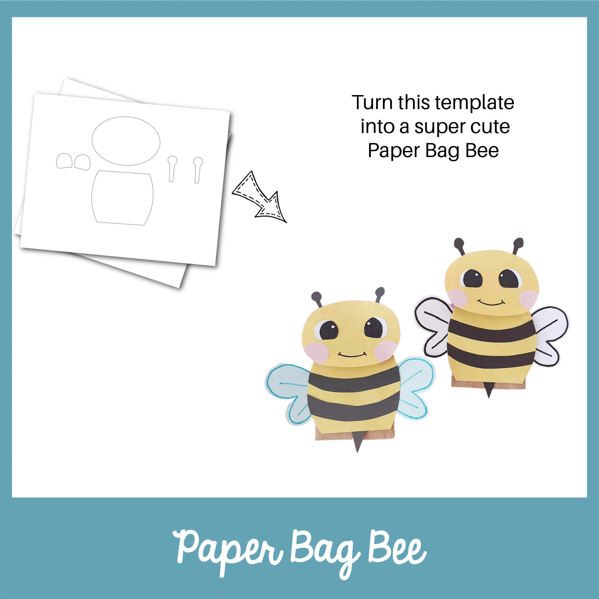 Paper Bag Bee Puppet Template