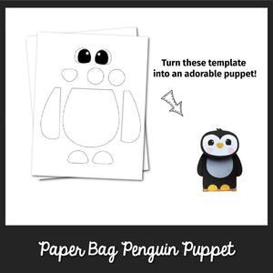 Paper Bag Penguin Puppet Template