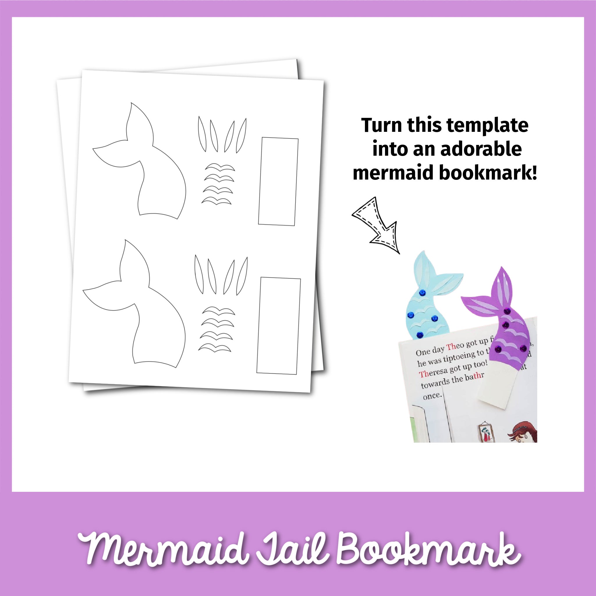 Mermaid Tail Bookmark Template