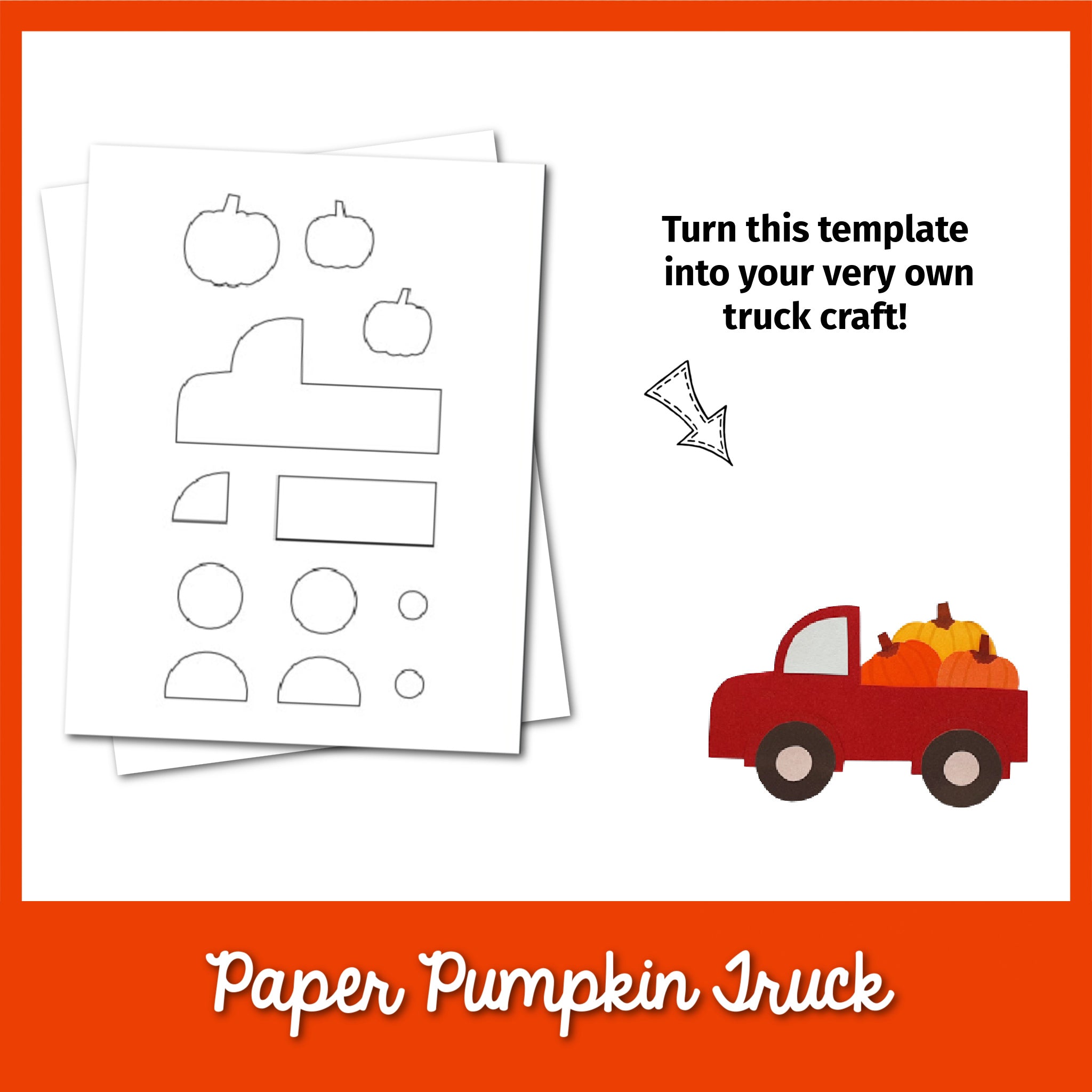 Paper Pumpkin Truck Craft Template