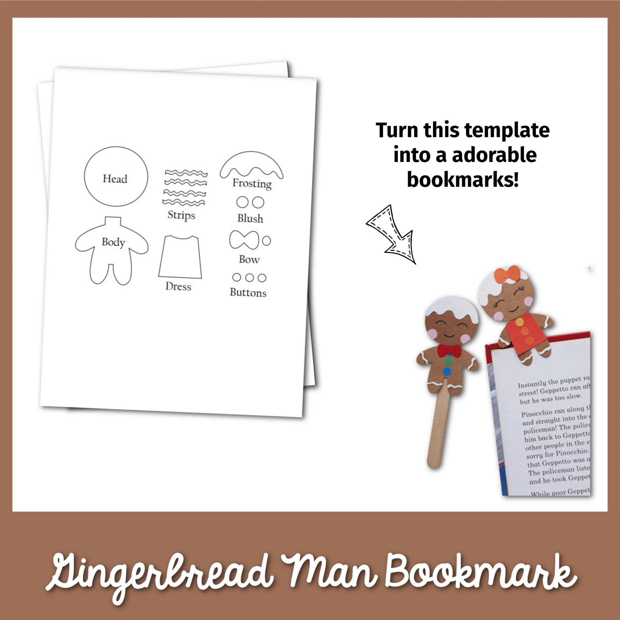 Gingerbread Man Bookmark Template
