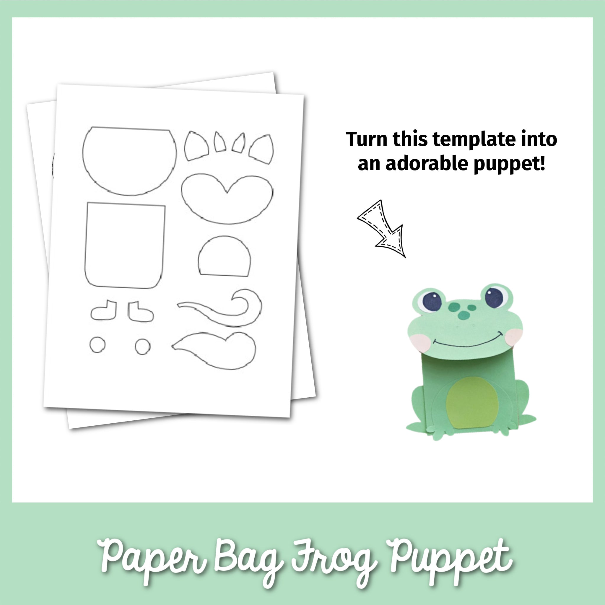 Paper Bag Frog Puppet Template – MicheleTripple