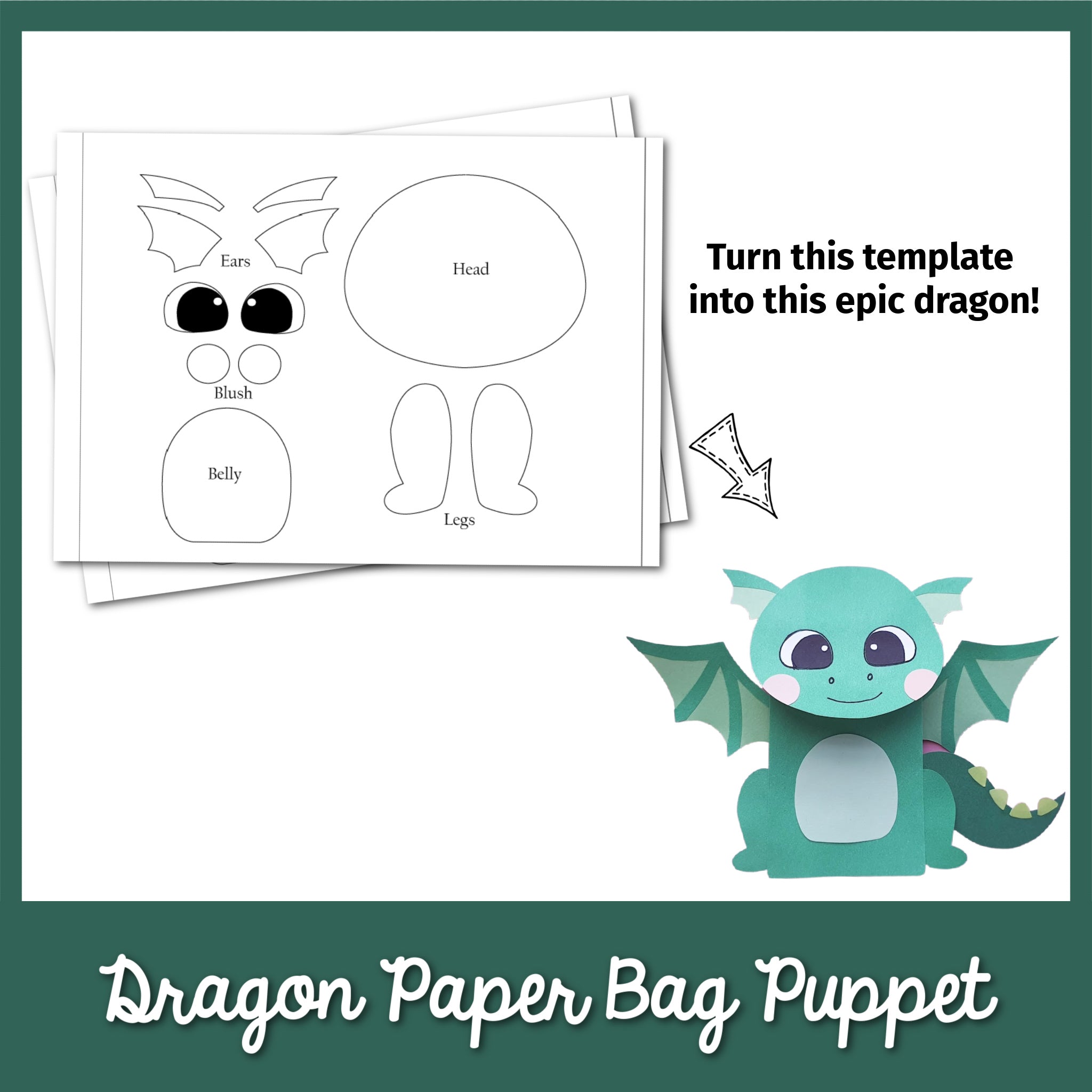 Paper Bag Dragon Puppet Template