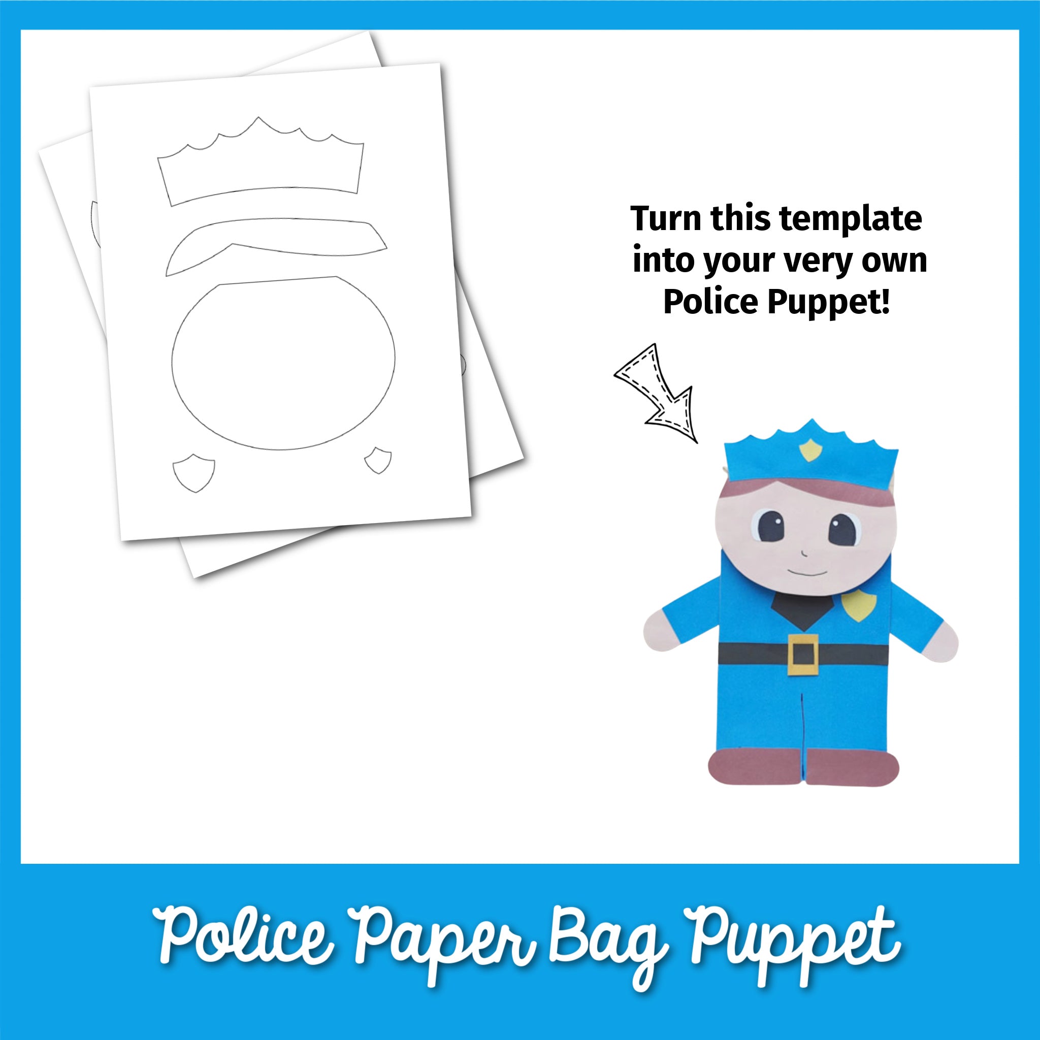 Police Paper Bag Puppet Template
