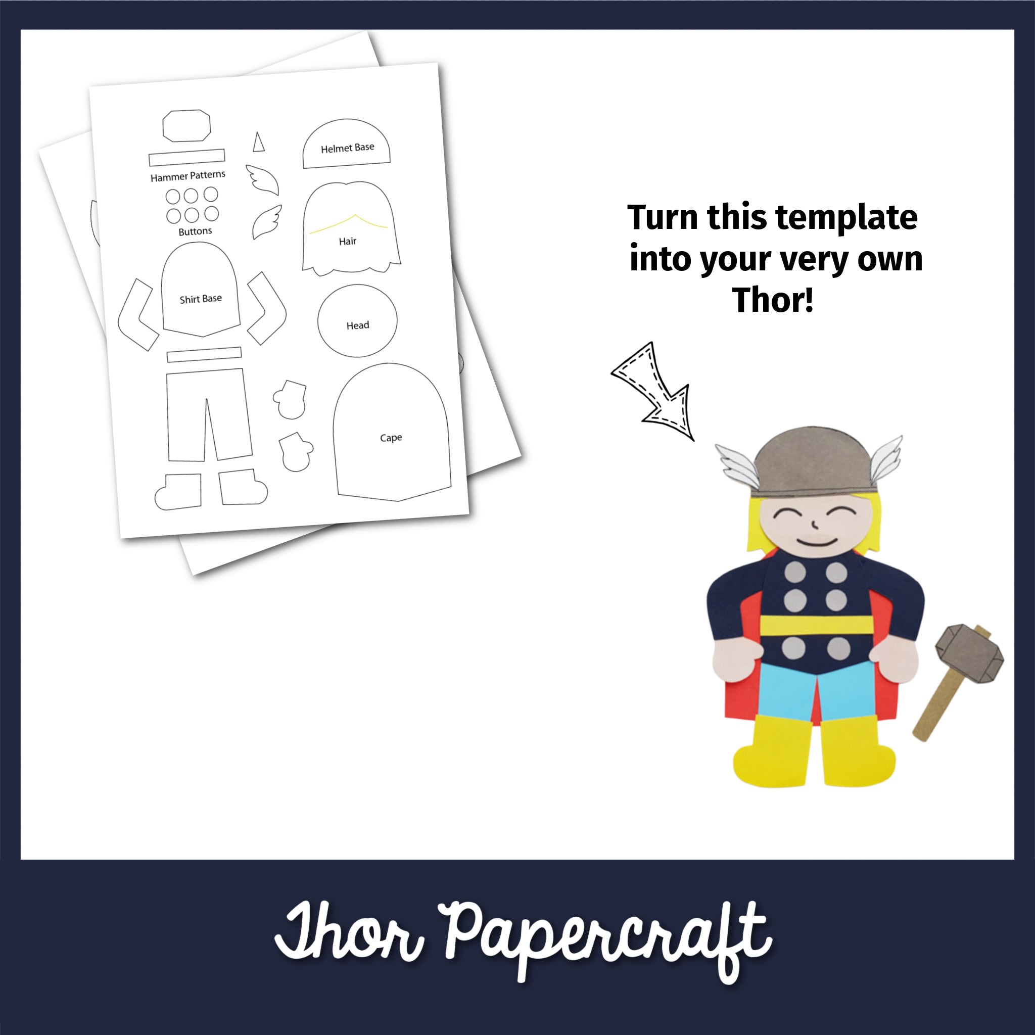 Thor Paper Bag Puppet Template