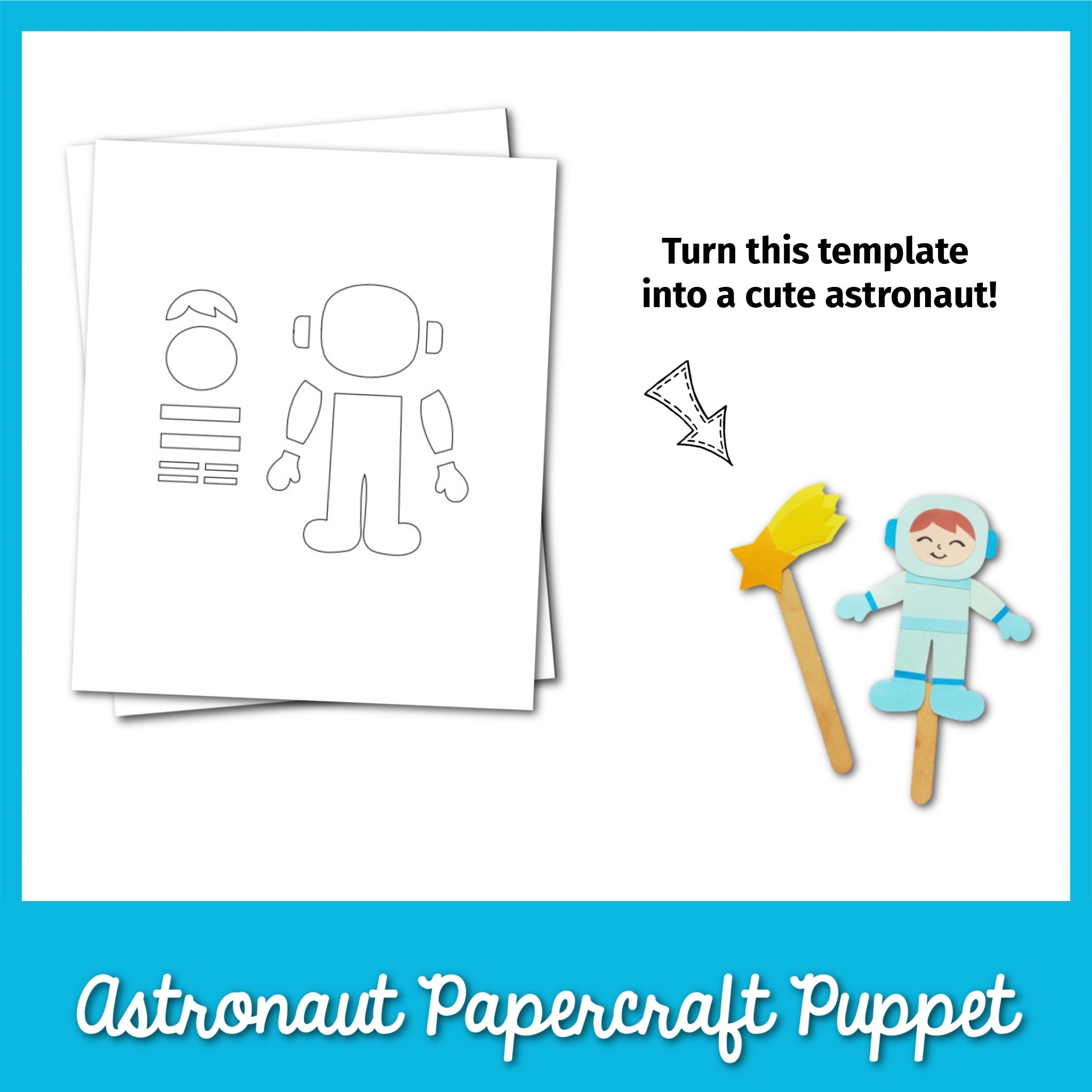 Astronaut Papercraft Puppet Template