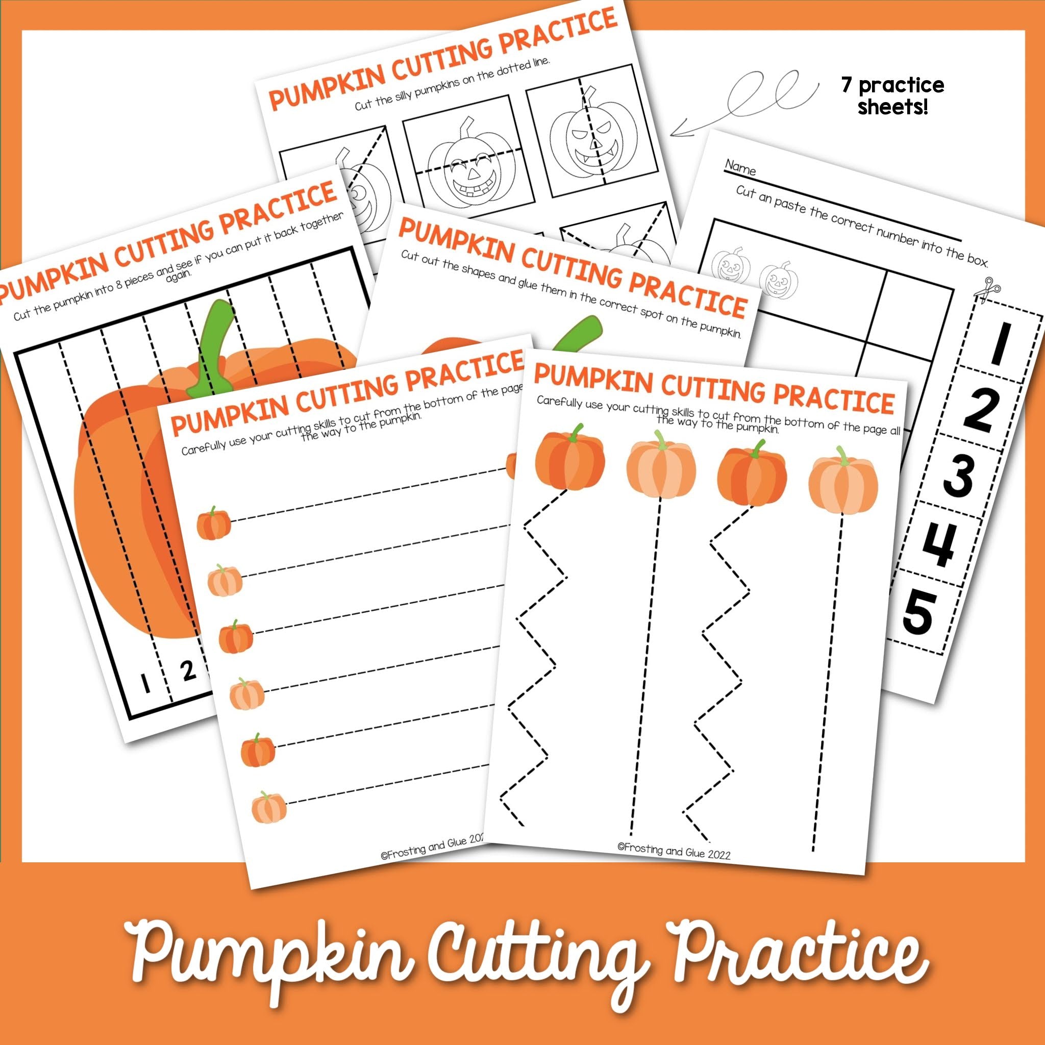 Pumpkin Cutting Practice Worksheets