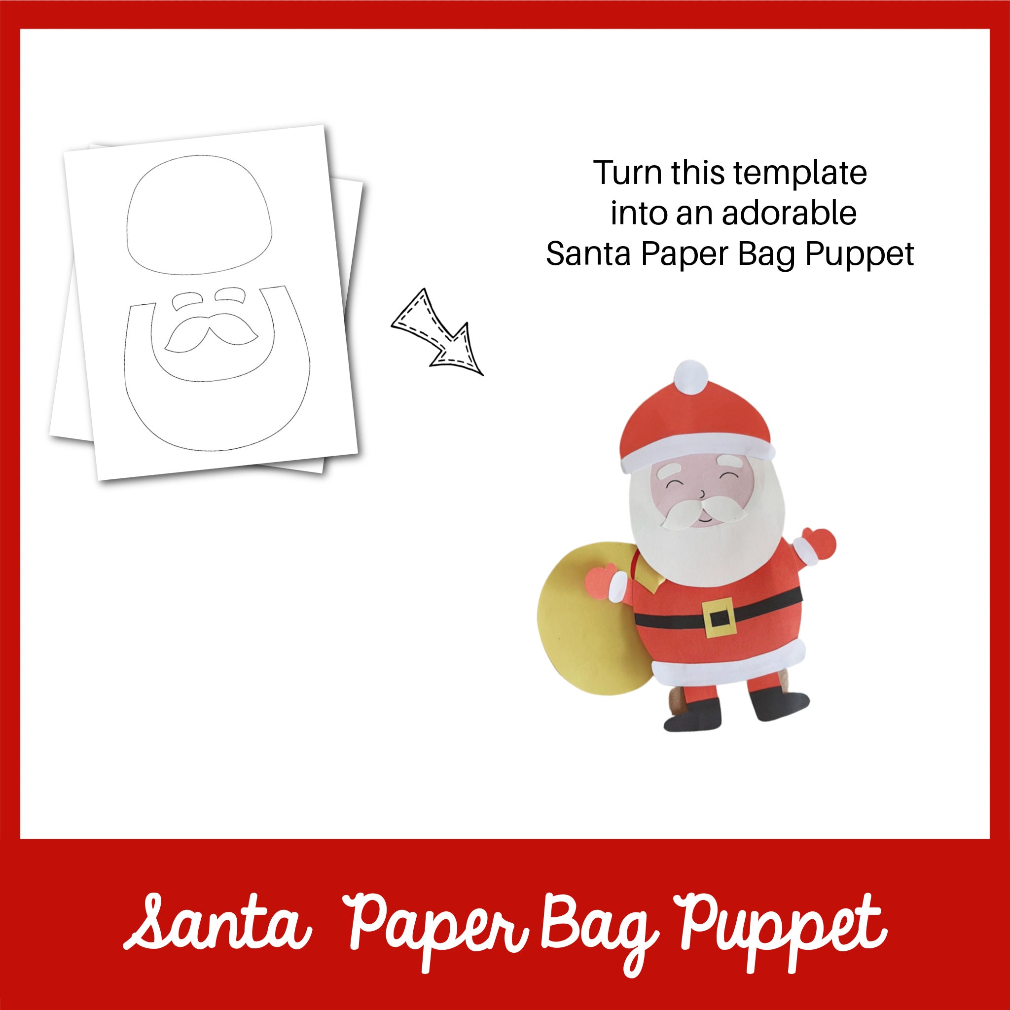 Santa Paper Bag Puppet Template