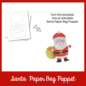 Santa Paper Bag Puppet Template
