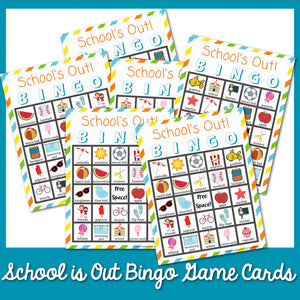 School is Out Bingo Game Cards