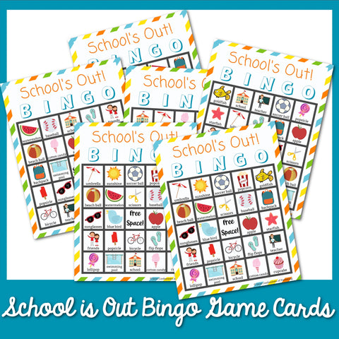 School is Out Bingo Game Cards