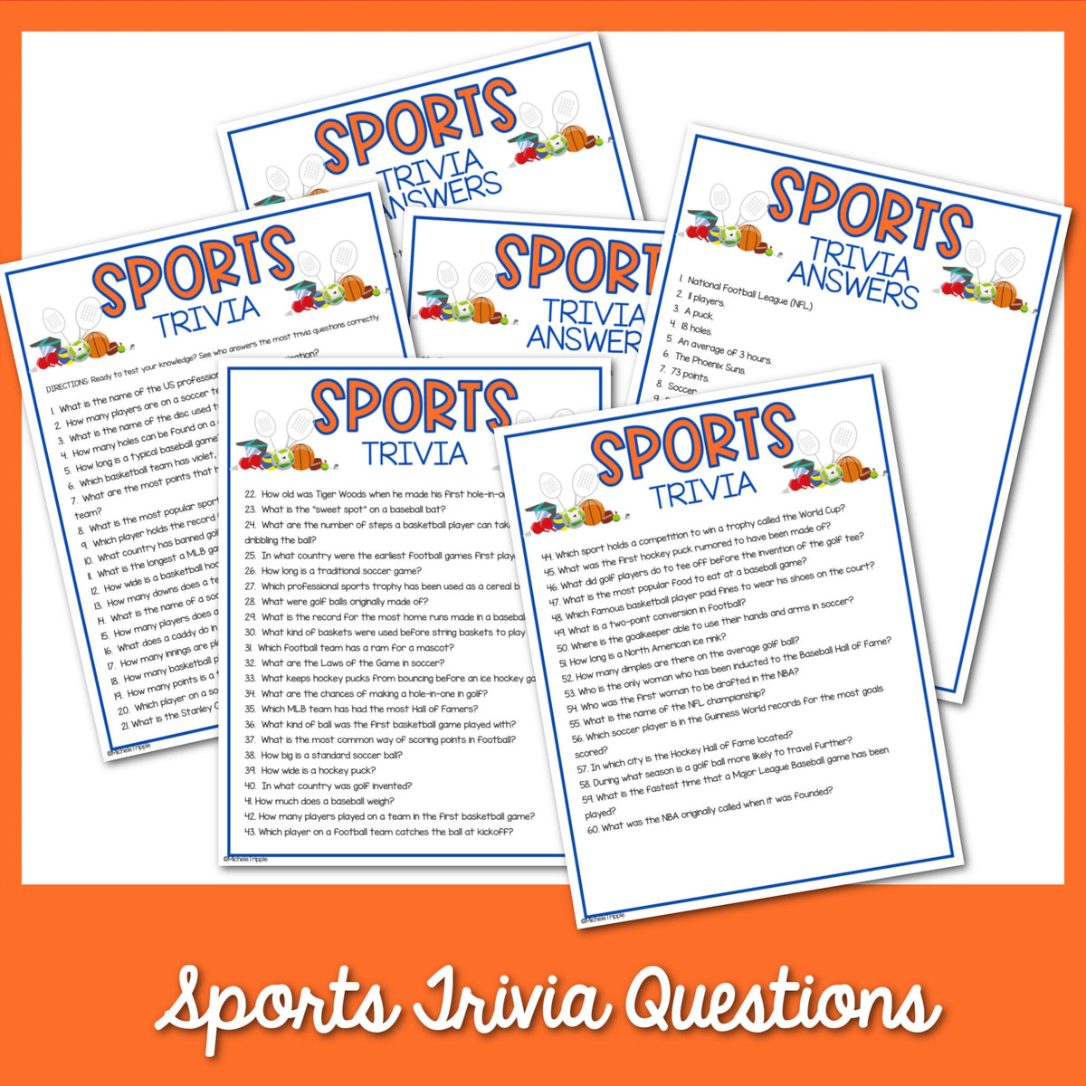 48 Football Trivia for Kids Printable Cards – MicheleTripple