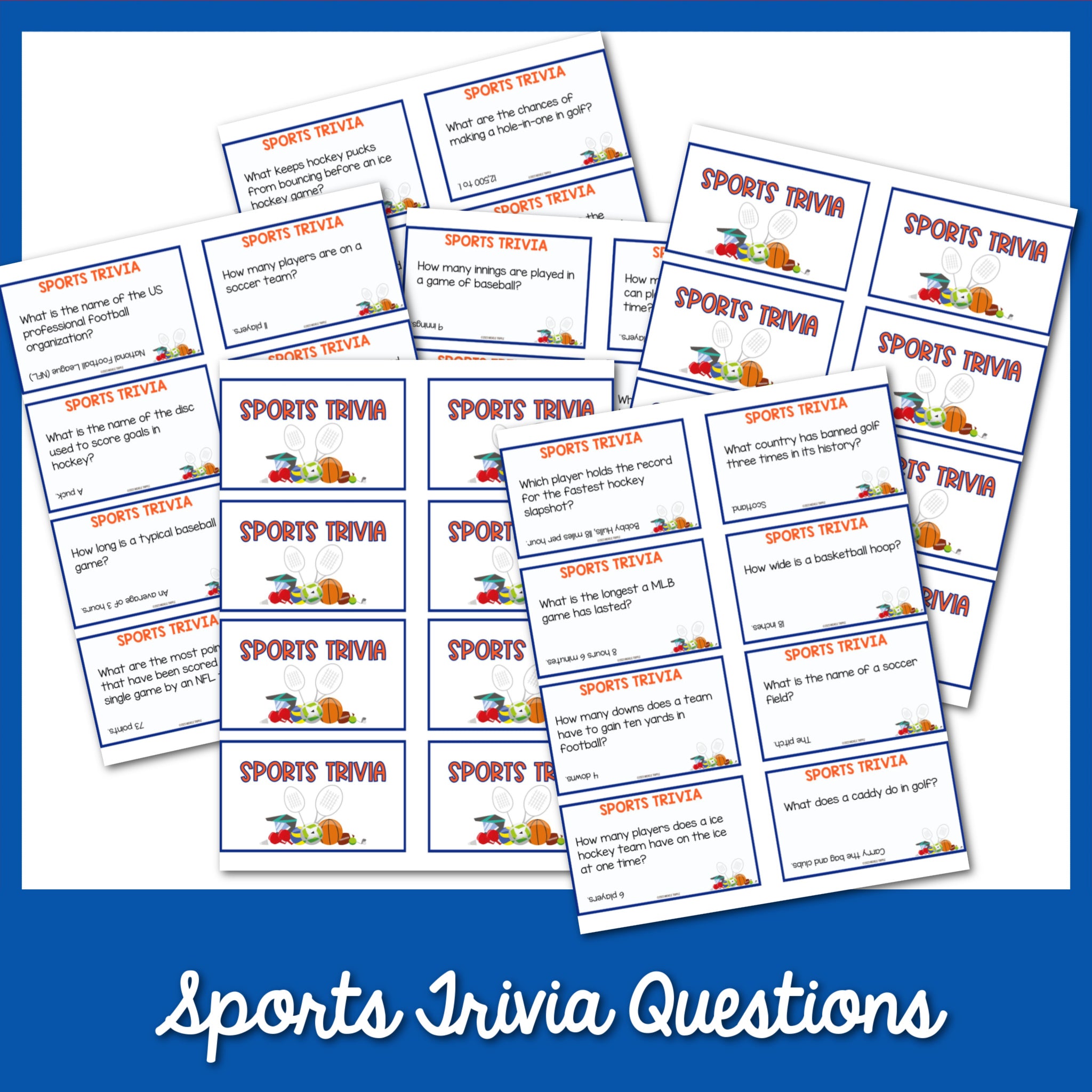 Sports Trivia for Kids Printable Cards
