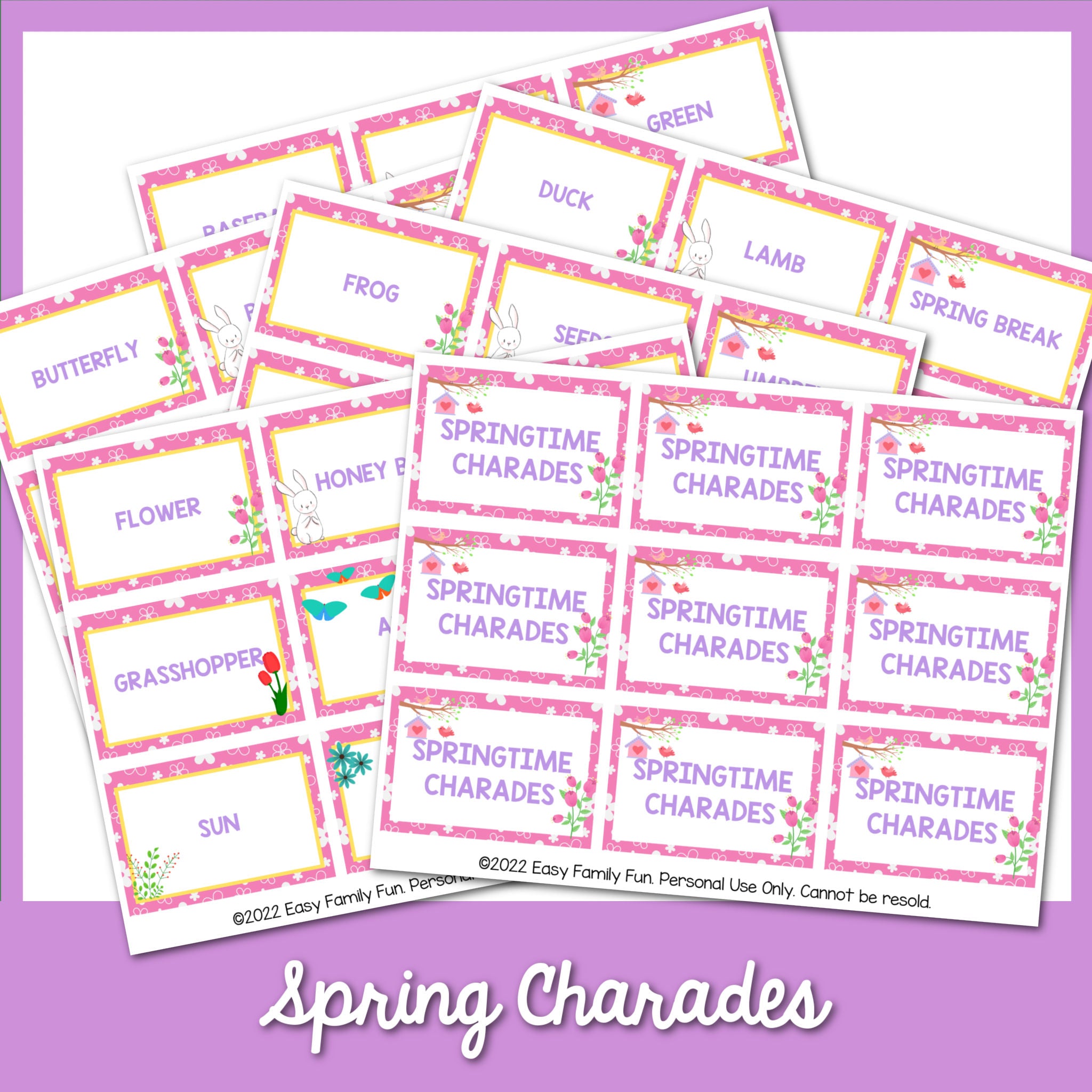 Springtime Charades Cards