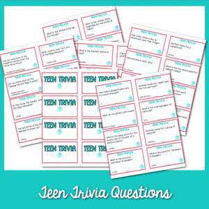 Teen Trivia Questions Printable Cards