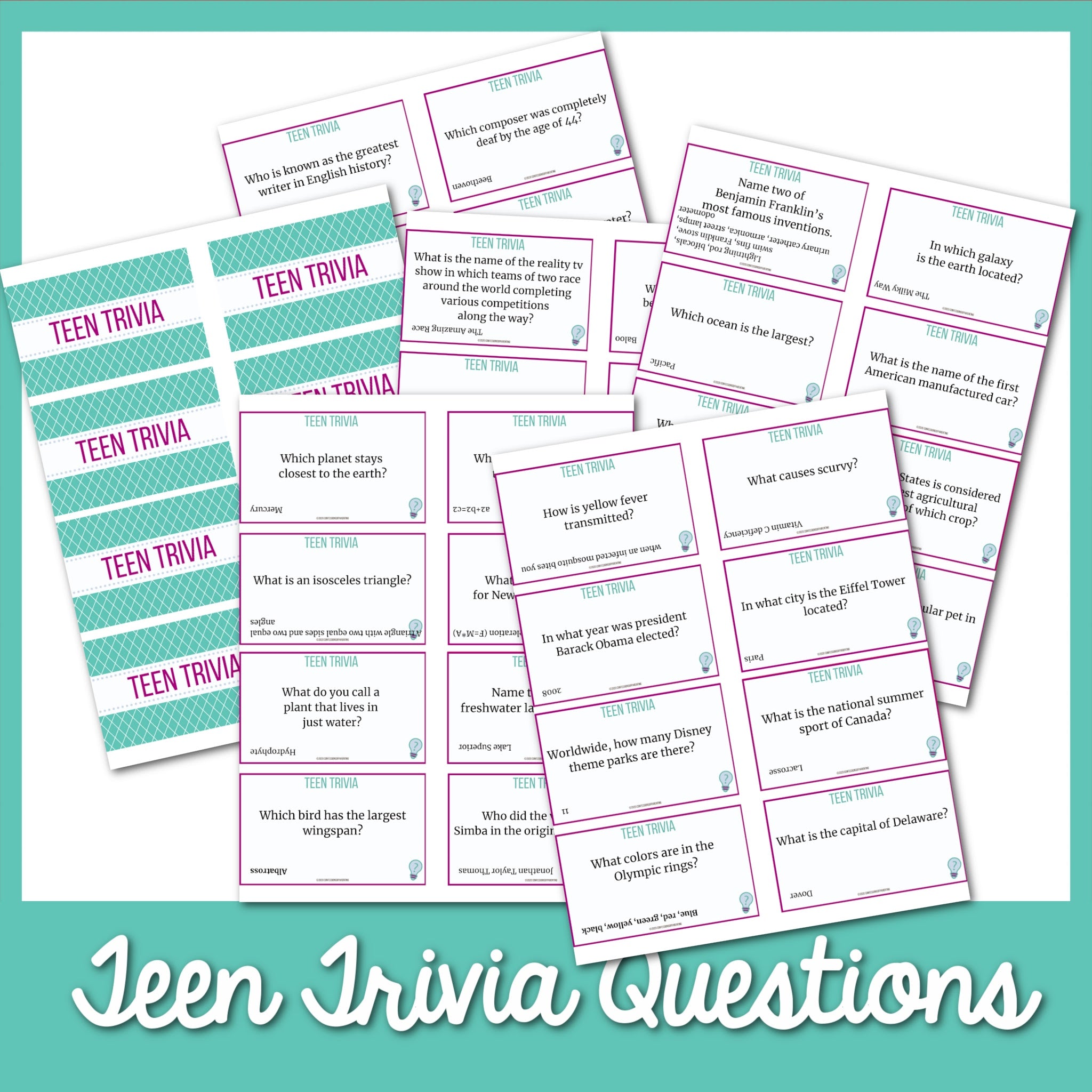 Teen Trivia Questions Printable