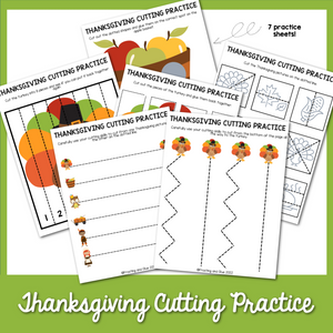 Thanksgiving Cutting Practice Worksheets