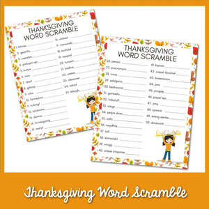 Thanksgiving Word Scramble
