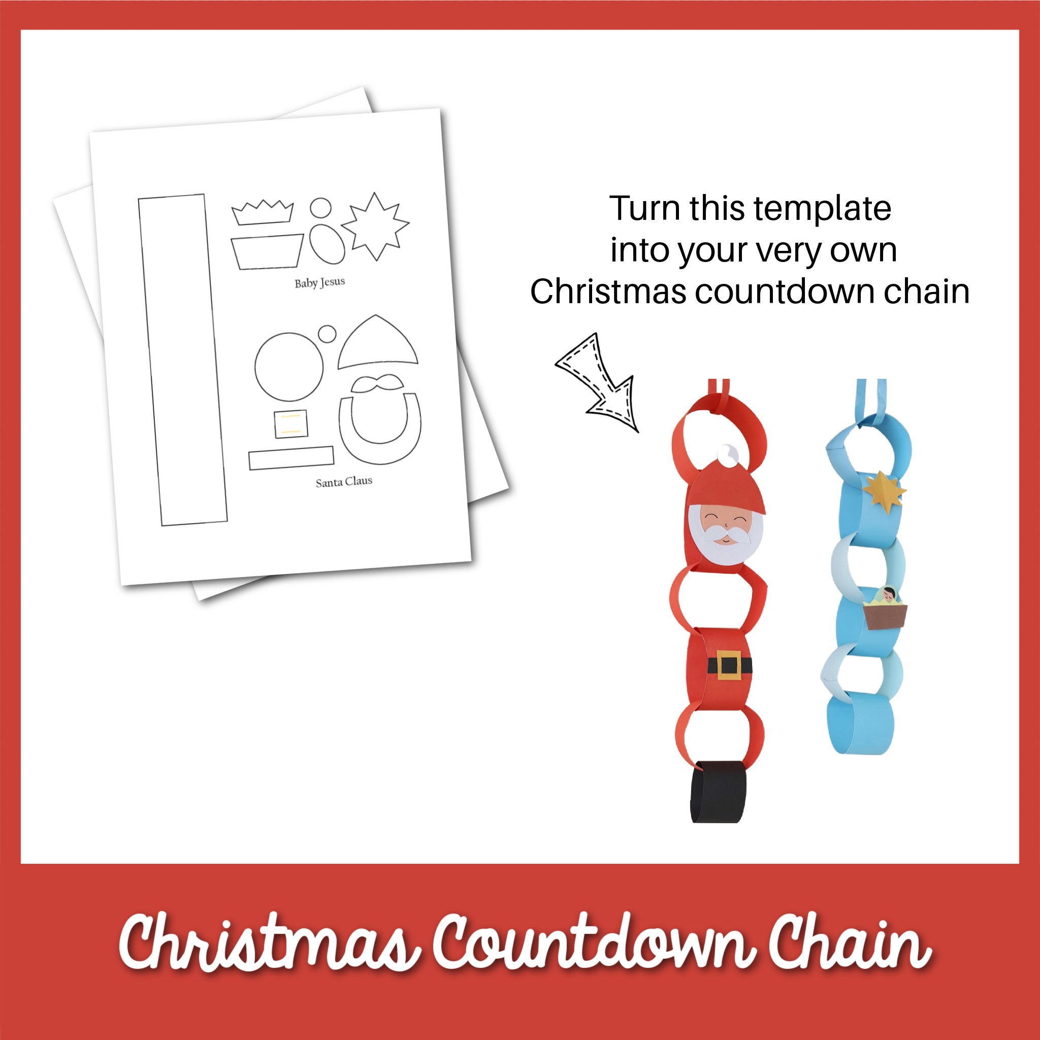 whale printable christmas countdown chain template