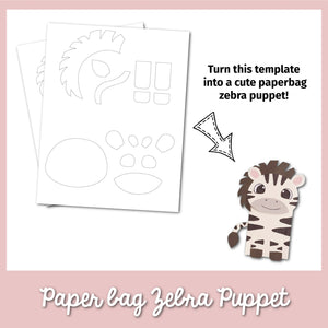 Paper Bag Zebra Puppet Template